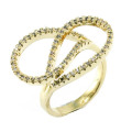 Jóias de moda para o amor do casamento banhado a ouro 925 prata esterlina dedo anelar (r10404)